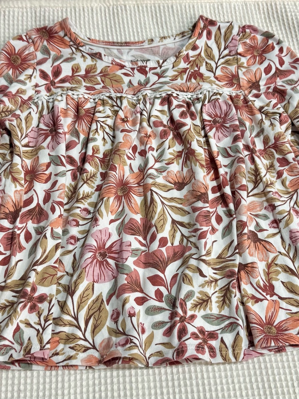 Haute Hippie Floral Ruffle Blouse - Cream, Pink & Tan